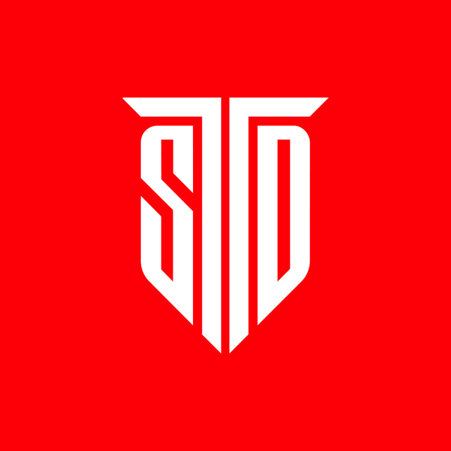 Белая геометрическая монограмма TSD на красном фоне — ИЗДИДЖИТЛ