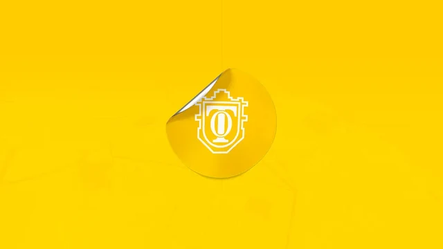 Золотистый геометрический знак Oget на жёлтом фоне — ИЗДИДЖИТЛ